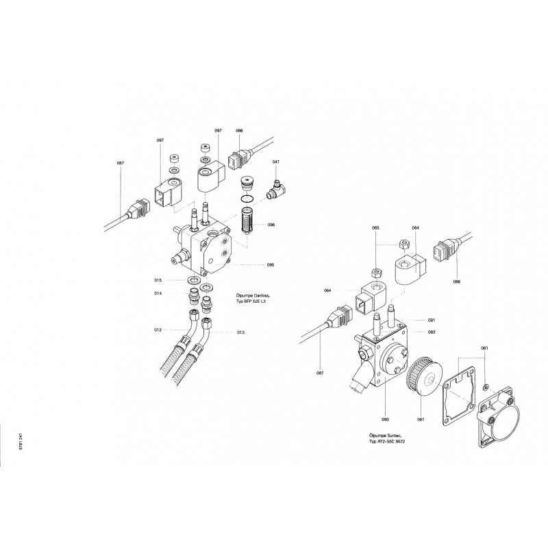 pompe de brûleur mazout danfoss BFP 20 L3, pièces détachées de